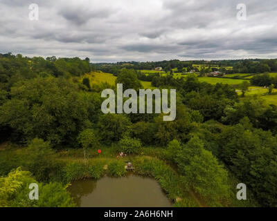 Une des vues aériennes de Callow Top holiday park, Camping à Ashbourne, le Derbyshire Peak District National Park, tentes et caravanes, vacances en famille Banque D'Images