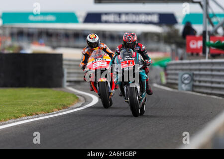 Victoria, Australie. 27 Oct, 2019. Moto GP d'Australie, de qualification ; Jorge Lorenzo, Fabio Quartararo en qualifications - usage éditorial : Action Crédit Plus Sport Images/Alamy Live News Banque D'Images