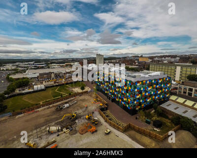 Vue aérienne de la poursuite des travaux sur le nouveau complexe à l'hôtel Hilton Un site de Smithfield, Stoke on Trent de ville, complexe Banque D'Images