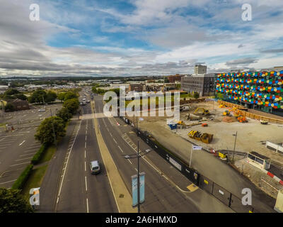 Vue aérienne de la poursuite des travaux sur le nouveau complexe à l'hôtel Hilton Un site de Smithfield, Stoke on Trent de ville, complexe Banque D'Images