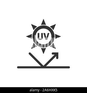 Rayonnement UV dans l'icône de style plat. Vector illustration ultraviolette sur blanc fond isolé. Protection solaire concept d'entreprise. Illustration de Vecteur