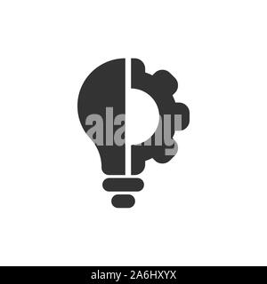 L'icône de l'innovation en télévision style. Lightbulb with vector illustration d'engrenage blanc sur fond isolé. Idée concept commercial. Illustration de Vecteur