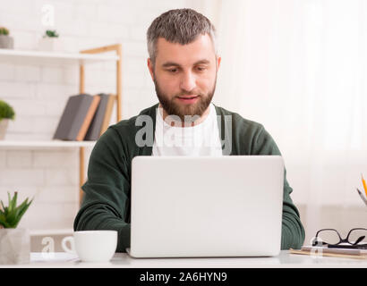 Portrait of concentrated businessman working from home Banque D'Images