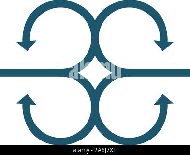 Quatre circulaires les flèches de direction. Peut être utilisé pour la signalisation routière ou le logo. Stock Vector illustration isolé sur fond blanc. Illustration de Vecteur