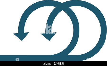 Demi-tour circulaire deux flèches directionnelles signe. Peut être utilisé pour la signalisation routière ou le logo. Stock Vector illustration isolé sur fond blanc. Illustration de Vecteur