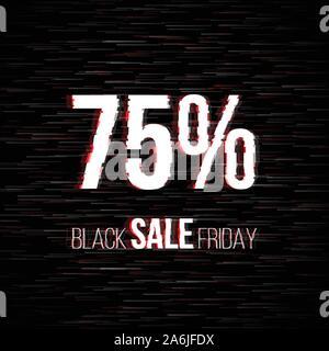 Le vendredi noir vente badge avec effet glitch Illustration de Vecteur
