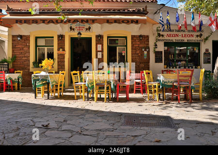 Les petites villes Marathokambos, Voutliotes Koumaiika Platanos, et sur l'île égéenne grec de Samos. Banque D'Images