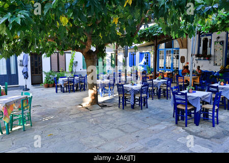 Les petites villes Marathokambos, Voutliotes Koumaiika Platanos, et sur l'île égéenne grec de Samos. Banque D'Images