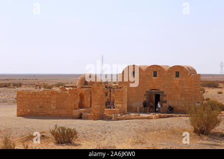 Qusayr (ou Quseir) Amra, Château du désert de l'époque d'Umayyad, site classé au patrimoine mondial de l'UNESCO, Wadi Bumm, gouvernorat de Zarqa, Jordanie, Moyen-Orient Banque D'Images