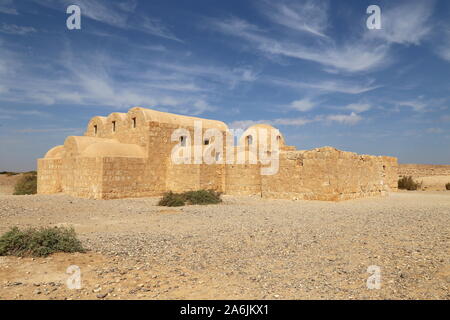 Qusayr (ou Quseir) Amra, Château du désert de l'époque d'Umayyad, site classé au patrimoine mondial de l'UNESCO, Wadi Bumm, gouvernorat de Zarqa, Jordanie, Moyen-Orient Banque D'Images