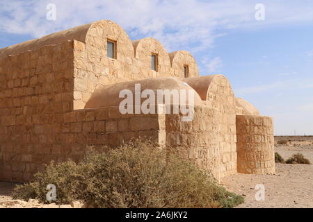 Qusayr (ou Quseir) Amra, Château du désert de l'époque d'Umayyad, site classé au patrimoine mondial de l'UNESCO, Wadi Bumm, gouvernorat de Zarqa, Jordanie, Moyen-Orient Banque D'Images