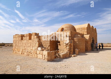 Qusayr (ou Quseir) Amra, Château du désert de l'époque d'Umayyad, site classé au patrimoine mondial de l'UNESCO, Wadi Bumm, gouvernorat de Zarqa, Jordanie, Moyen-Orient Banque D'Images