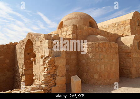 Qusayr (ou Quseir) Amra, Château du désert de l'époque d'Umayyad, site classé au patrimoine mondial de l'UNESCO, Wadi Bumm, gouvernorat de Zarqa, Jordanie, Moyen-Orient Banque D'Images