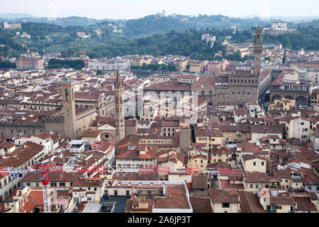 Palazzo del Bargello, Badia Fiorentina et le Palazzo Vecchio (Ancien hôtel de ville) dans le centre historique de Florence dans la liste du patrimoine mondial par l'UNESCO à Florence, Banque D'Images