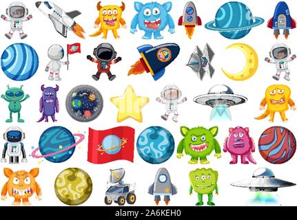 Ensemble d'objets isolés - thème astronomie illustration Illustration de Vecteur