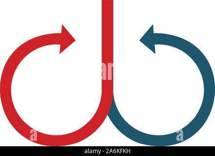Cercle connecté deux flèches opposées. Stock Vector illustration isolé sur fond blanc. Illustration de Vecteur