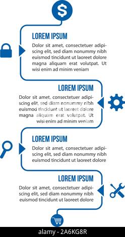 Ligne courbe verticale Infographie Timeline avec l'utilisation des icônes. Modèle de conception de scénario. Stock Vector illustration isolé sur fond blanc Illustration de Vecteur