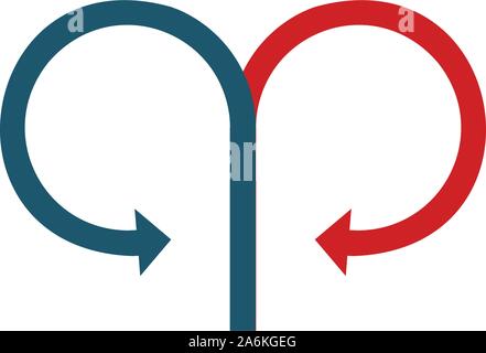 Cercle connecté deux flèches opposées. Stock Vector illustration isolé sur fond blanc. Illustration de Vecteur