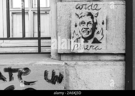 Santiago de Chile Chili '26/10/2019 Les pancartes. Peinture des murs de graffitis le 25e jour après le Chili plus grande protestation à Santiago, Chili Banque D'Images