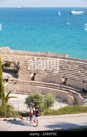 Tarragone Espagne hispanique Catalogne Méditerranée Mer, balcon, point de vue, belvédère pittoresque, Amfiteatre Amphithéâtre romain Ruins, ES190825133 Banque D'Images