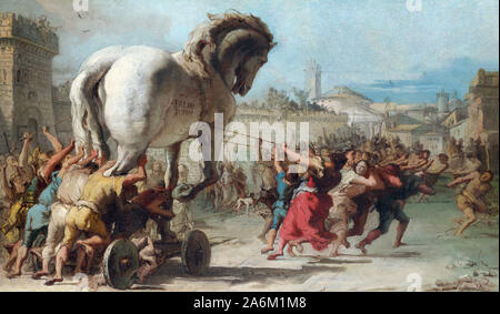 La Procession du cheval de Troie à Troy de Giovanni Domenico Tiepolo (1727-1804), huile sur toile, c.1760 Banque D'Images