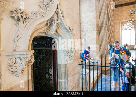 Valencia Espagne,Hispanic Latino,Ciutat Vella,vieille ville,quartier historique,Lonja Llotja de la Seda,Silk Exchange,musée,gothique bâtiment laïque,insi Banque D'Images