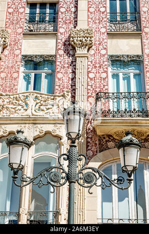 Valencia Espagne hispanique, Ciutat Vella, vieille ville, centre historique, Plaza de l'Almoina Square, Casa, tante de Ganxo, point de Hook House, 1906, bâtiment, extérieur, m Banque D'Images