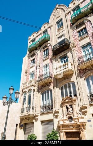 Valencia Espagne hispanique, Ciutat Vella, vieille ville, centre historique, Plaza de l'Almoina Square, Casa, tante de Ganxo, point de Hook House, 1906, bâtiment, extérieur, m Banque D'Images