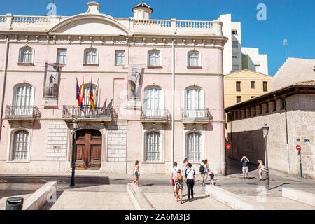 Valencia Espagne hispanique, Ciutat Vella, vieille ville, centre historique, Plaza de l'Almoina, Palacio de Colomina, façade extérieure, par Manuel Ferrando Mora,1863,ES19 Banque D'Images