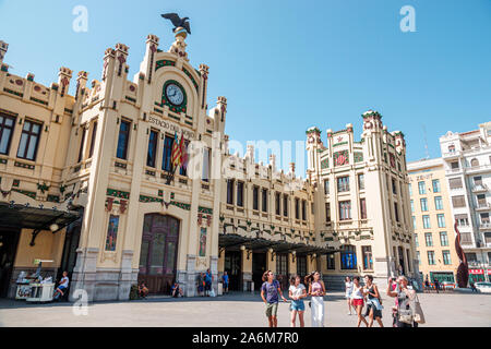 Valencia Espagne,Carrer de Xativa,Estacio del Nord,Gare de Renfe,entrée extérieure,Art Nouveau,architecture,par Demetrio Ribes Marco, Banque D'Images
