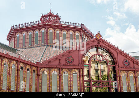 Barcelone Espagne,Catalonia Mercat de Sant Antoni marché,bâtiment historique,extérieur,Antoni Rovira Trias,architecture,art nouveau,structure en fer,octogona Banque D'Images