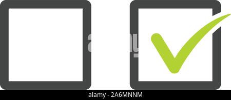Décochez la case Vérifier concept, ensemble avec vide et vérifié l'icône vecteur d'art de la ligne de case à cocher pour les applications et sites web. Vector illustration isolé sur stock Illustration de Vecteur