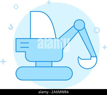 Excavatrice, digger vector icône. Télévision illustration. Style de ligne rempli. Design monochrome bleu. Avc. modifiable Régler l'épaisseur de ligne. Illustration de Vecteur