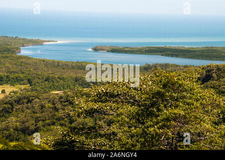 Embouchure de la rivière Daintree vu de Mt Alexandra Lookout, North Queensland, Australie Banque D'Images