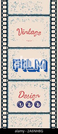 Grungy poster avec bande de film style typographique Illustration de Vecteur