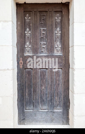 Le roi François 1er porte médiévale du château de Chambord, dans la vallée de la Loire, France Banque D'Images