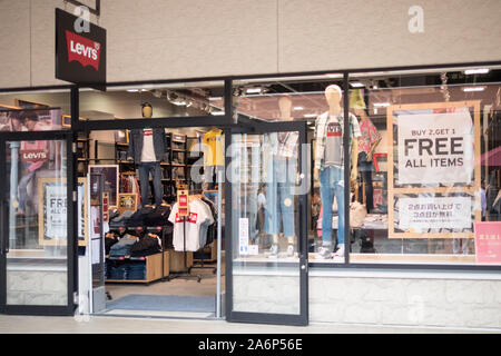Levi's Store de marque denim occasionnels façade, Kyoto, Japon, le 3 août 2019 Banque D'Images