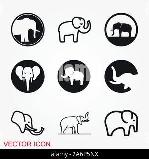 L'icône de l'éléphant, le vecteur ligne logo illustration art Illustration de Vecteur