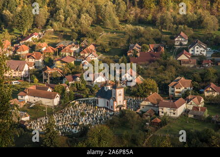 L'automne, paysage de campagne Octobre village de Transylvanie, Bran, Roumanie Banque D'Images