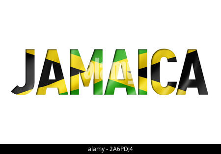 Drapeau Jamaïque Jamaïque. police de texte fond symbole Banque D'Images