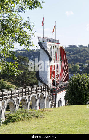 Grande Roue de Laxey ou Lady Isabella est la plus grande roue hydraulique de travail au monde. Laxey, Île de Man, îles britanniques. Banque D'Images