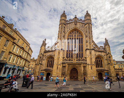 L'Abbaye de Bath, une église paroissiale de l'Église d'Angleterre et de l'ancien monastère bénédictin à Bath, Somerset, Angleterre. Banque D'Images