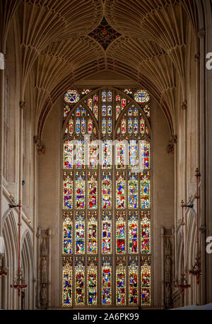 L'Abbaye de Bath, une église paroissiale de l'Église d'Angleterre et de l'ancien monastère bénédictin à Bath, Somerset, Angleterre. Banque D'Images