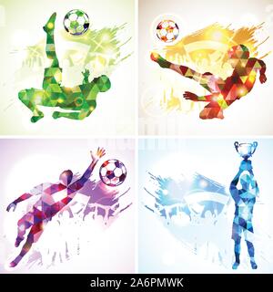 Joueurs de football soccer Silhouettes Illustration de Vecteur