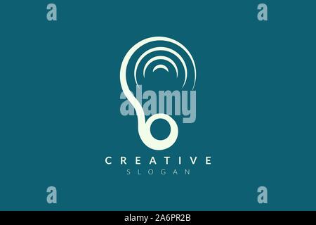 Conception de logo de l'oreille avec du son d'ondes. Moderne et minimaliste vector illustration design adapté à des groupes communautaires, des entreprises, et de marques de produits. Illustration de Vecteur