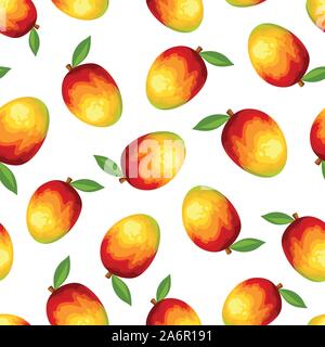 Motif transparent vecteur avec les mangues sur un fond blanc. Illustration de Vecteur