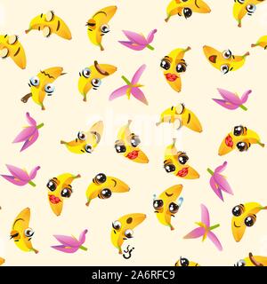 Cute cartoon avec motif transparent fruits emoji Illustration de Vecteur