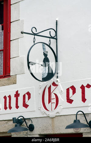 Metal sign pour restaurant Tante Germaine, Le Croisic, Bretagne Banque D'Images