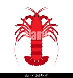 Vue de dessus d'animaux homard télévision vecteur icône. Fruits de mer rouge isolé illustration. Restaurant alimentaire crabe cartoon mascot exotic Illustration de Vecteur