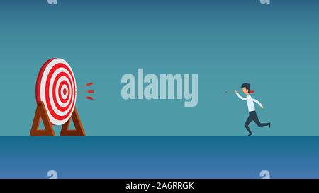 L'entreprise mission Objectif défi futur vector illustration. La motivation de croissance cible objectif flèche. Objectif Lancer occasion man concept. Businessman s Illustration de Vecteur